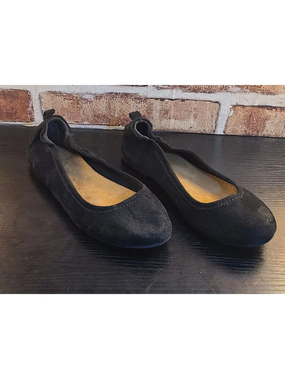 Vtg Zara Faux Suede Scrunch Ballet Flat Womens Sz 7.5 Round Toe Slip On Loafers